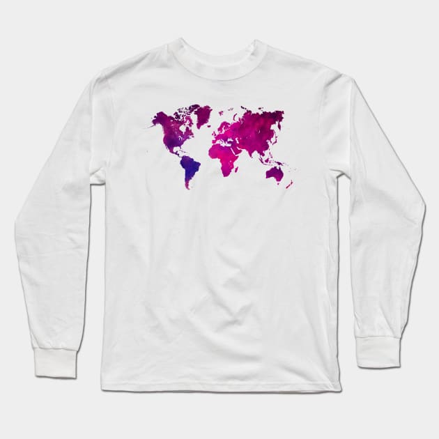 world map purple  #map #worldmap Long Sleeve T-Shirt by JBJart